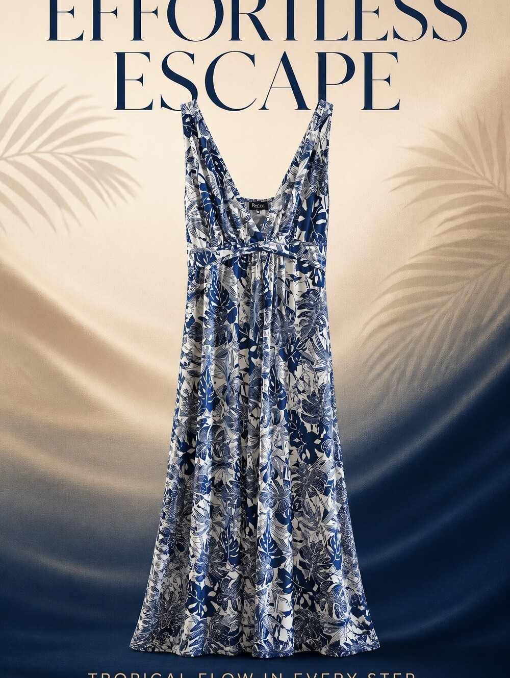 Papillon Blanc Navy and White Floral Maxi Dress